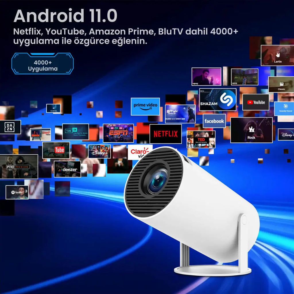 Taşınabilir Android TV Özellikli Projeksiyon