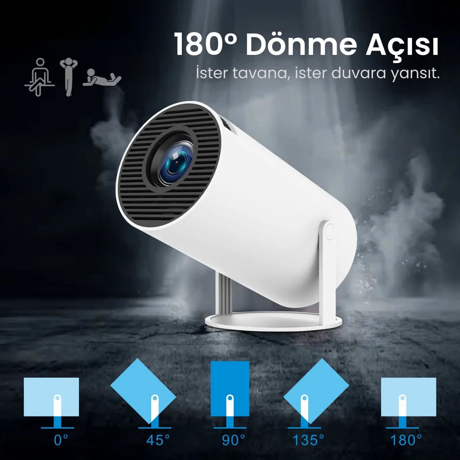 Taşınabilir Android TV Özellikli Projeksiyon