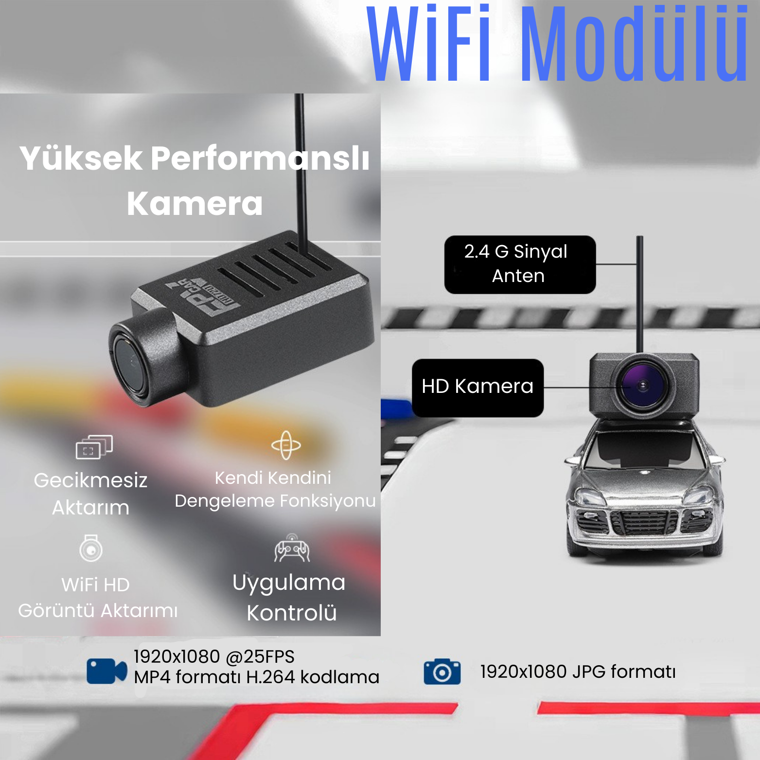 Gerçek Zamanlı Canlı Görüntü Kameralı Mini RC Explorer