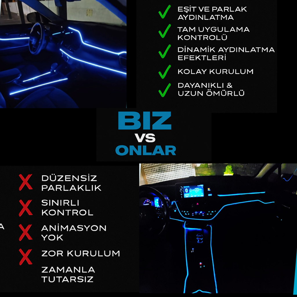 Müzik Ritimli RGBIC Atmosfer Işıkları